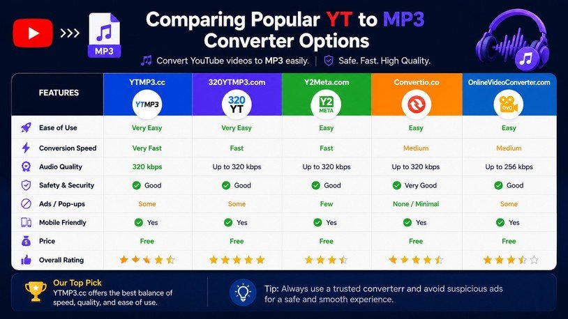 Comparing Popular YT to MP3 Converter Options