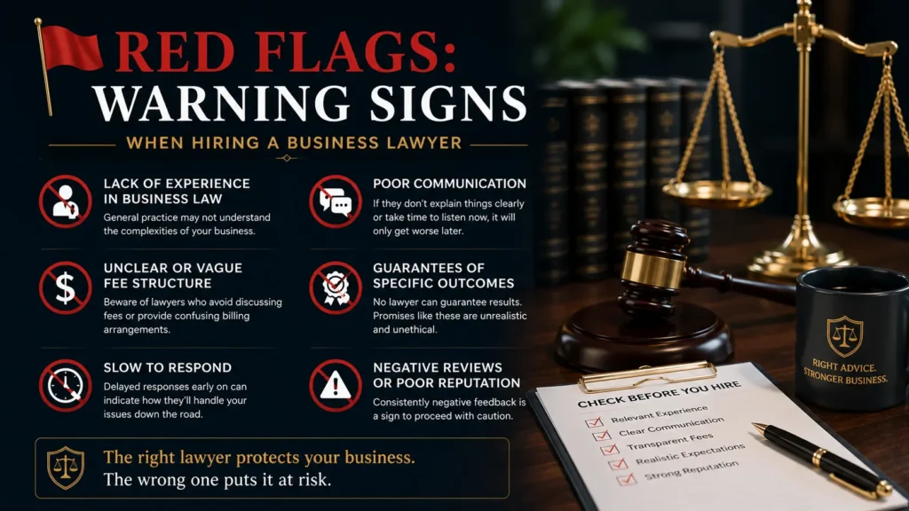 Red Flags: Warning Signs When Hiring a Business Lawyer