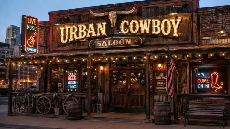 Urban Cowboy bar exterior with saloon-style signage