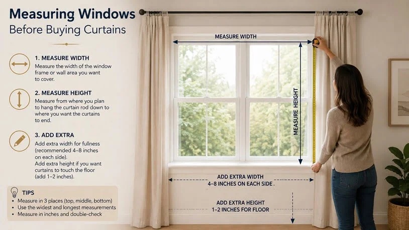 How to Choose Curtains for Living Room: The Complete Homeowner's Guide 2026 1 Measuring windows before buying curtains
