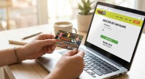 Urban Air Ultimate Pass Guide: Membership, Gift Card & Cancellation Tips 2 Person checking an Urban Air gift card balance online on a laptop
