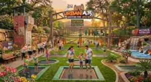 Urban Air Trampoline and Adventure Park: The Ultimate Family Fun Guide (2026) 1 Interior overview of an Urban Air adventure park depicting multiple activity zones