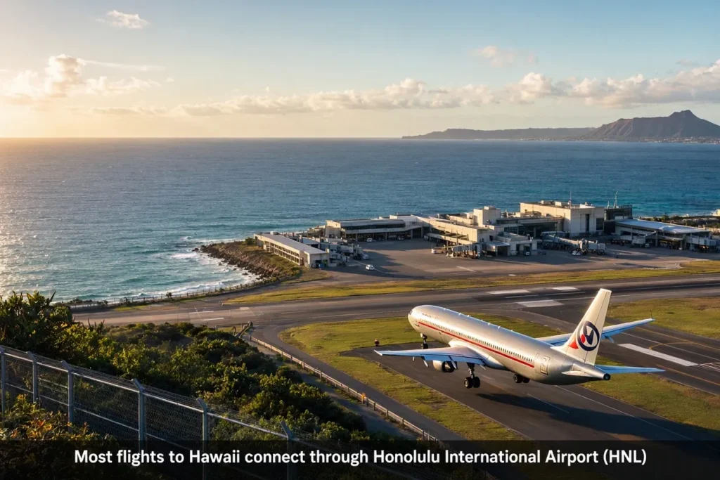Hawaii Travel Guide 2026: Everything You Need Before Your Island Vacation 3 Airplane landing at Honolulu International Airport with ocean view